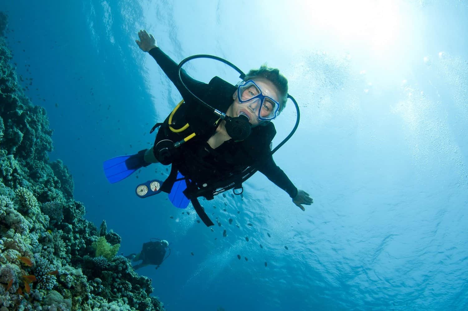 Scuba Diver spreading arms